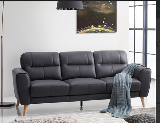 VIGGO 3-SEATER LEATHER SOFA BLACK