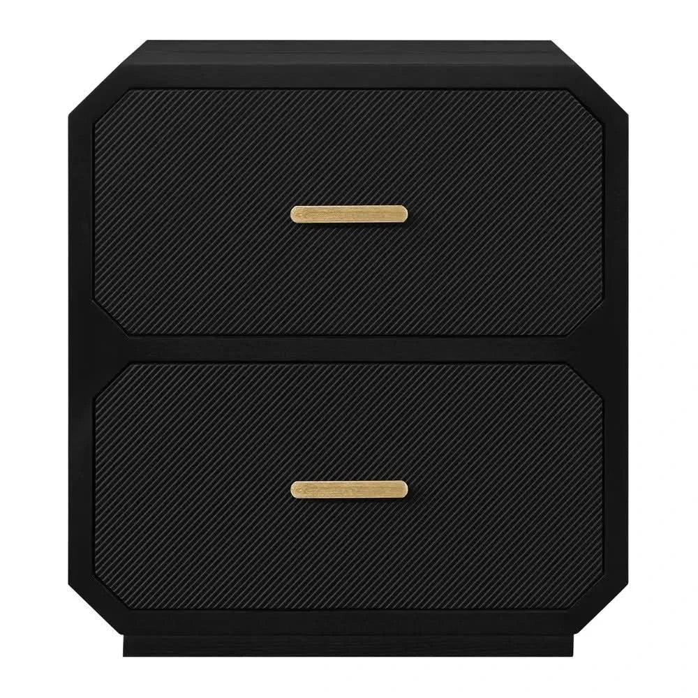 DELGARDO HAMPTON STYLE 2-DRAWER BEDSIDE TABLE BLACK