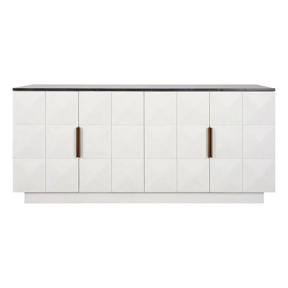 HAMPSHIRE BLACK MARBLE/ WHITE OAK 4-DOOR BUFFET/SIDEBOARD
