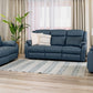BARRON GENUINE MURANO LEATHER 3-SEATER  2-SEATER + 1 SINGLE RECLINER ARMCHAIR  LOUNGE SUITE MARINE BLUE