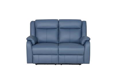 BARRON GENUINE MURANO LEATHER 2-SEATER  RECLINER SOFA W/USB PORT  MARINE BLUE