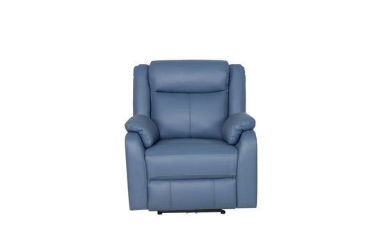 BARRON GENUINE MURANO LEATHER 1-SEATER  SINGLE RECLINER ARMCHAIR W/USB PORT BLUE