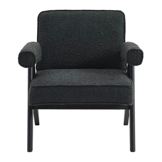 LAYTON BLACK ONYX BOUCLE ARMCHAIR/BLACK PAINTED WOOD FRAME