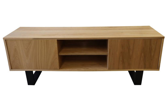 MAYZI  ELM VENEER TELEVISION UNIT/ETU/TELEVISION STAND NATURAL/BLACK LEGS