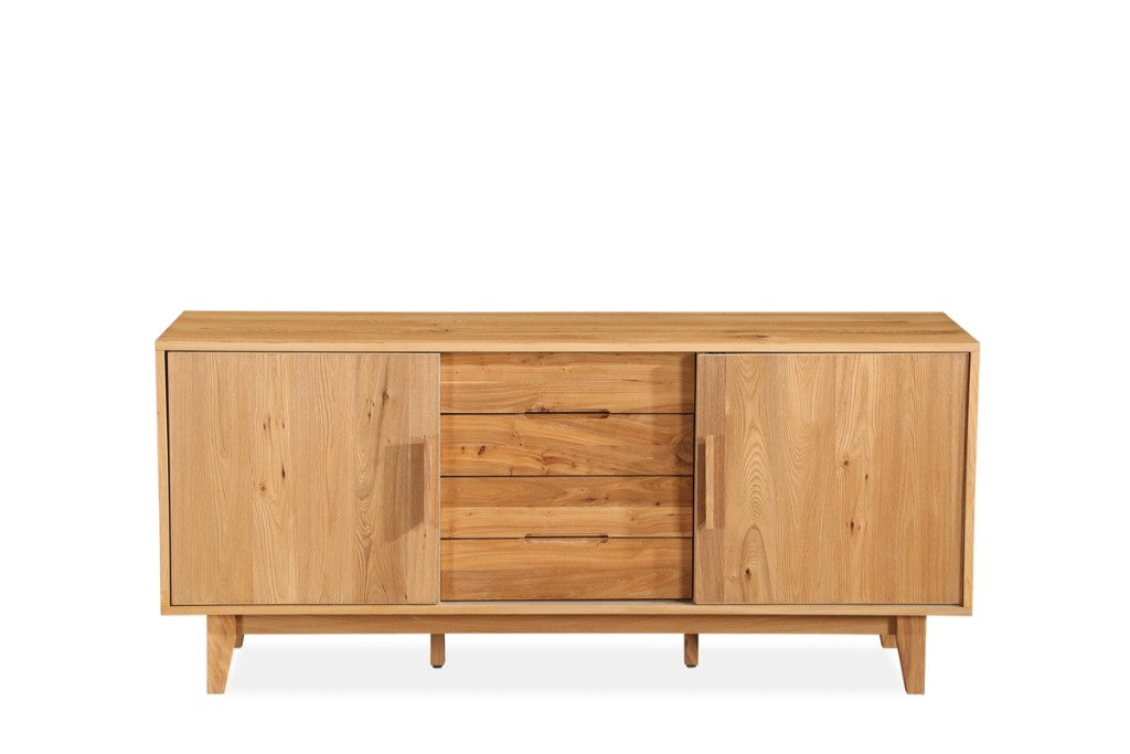 STROUD ELM VENEER TIMBER/MDF 4-DRAWER 2-DOOR BUFFET/SIDEBOARD NATURAL