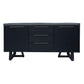 ANTHEA 2-TONE CONCRETE & ACACIA BUFFET SIDEBOARD 3 DRAWERS 2 DOORS GREY TOP BLACK LEGS