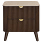 SEVERIN SOLID & VENEER MALAYSIAN HARDWOOD 2-DRAWER BEDSIDE TABLE WALNUT