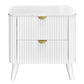 SEVERIN SOLID & VENEER MALAYSIAN HARDWOOD 2-DRAWER BEDSIDE TABLE WHITE