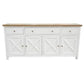 CHRISTA HAMPTON SOLID ACACIA 4-DOOR 3 DRAWER BUFFET SIDEBOARD LIGHT OAK TOP/  WHITE BASE