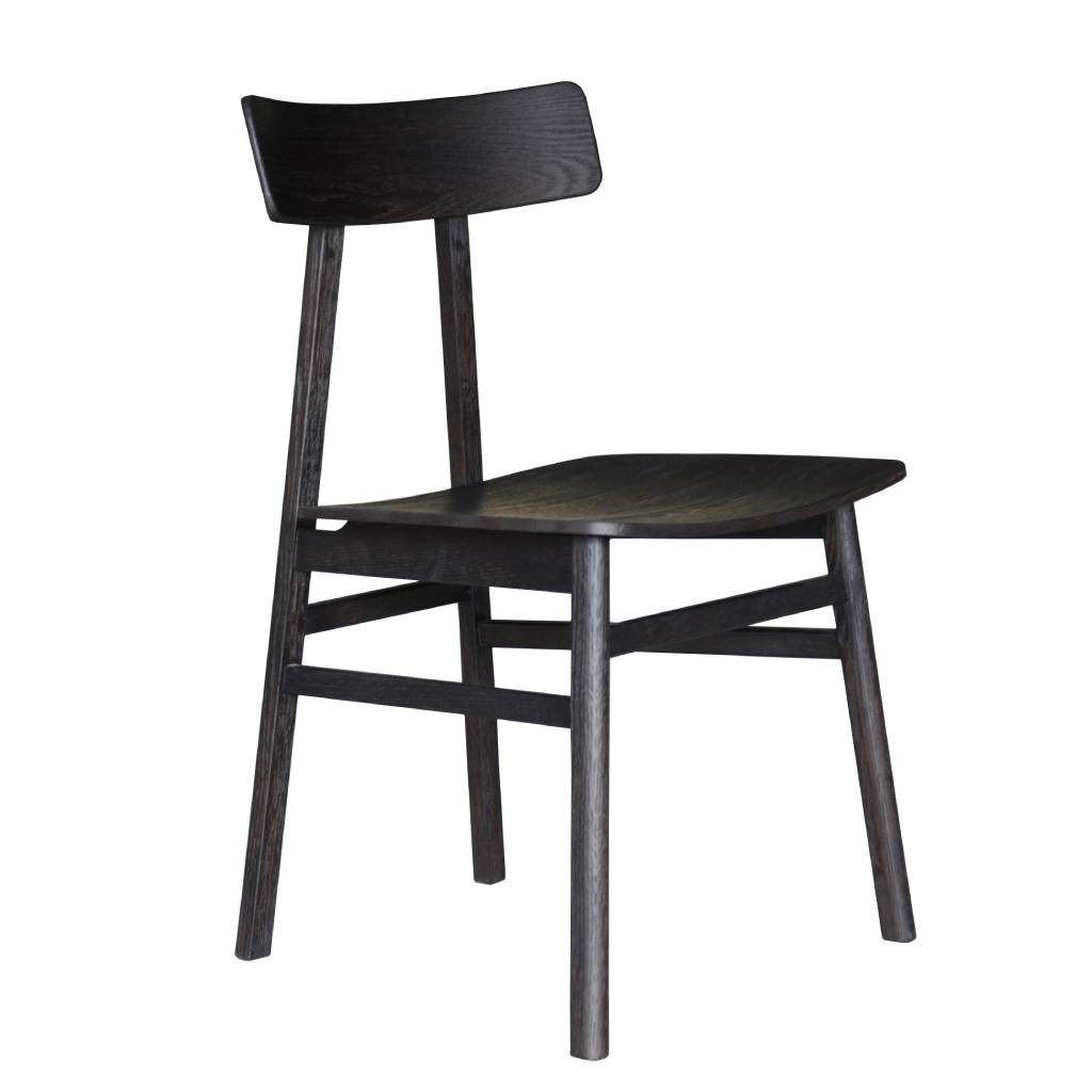 MEDRANO OAK DINING CHAIR TIMBER SEAT SANDBLASTED BLACK 49X50.6X80CM