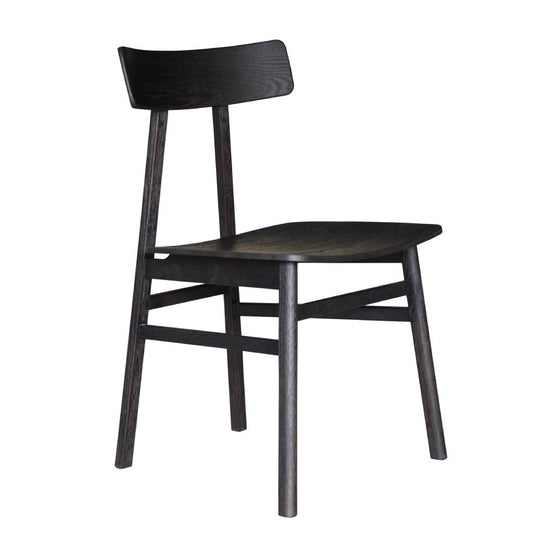 MEDRANO OAK DINING CHAIR TIMBER SEAT SANDBLASTED BLACK 49X50.6X80CM