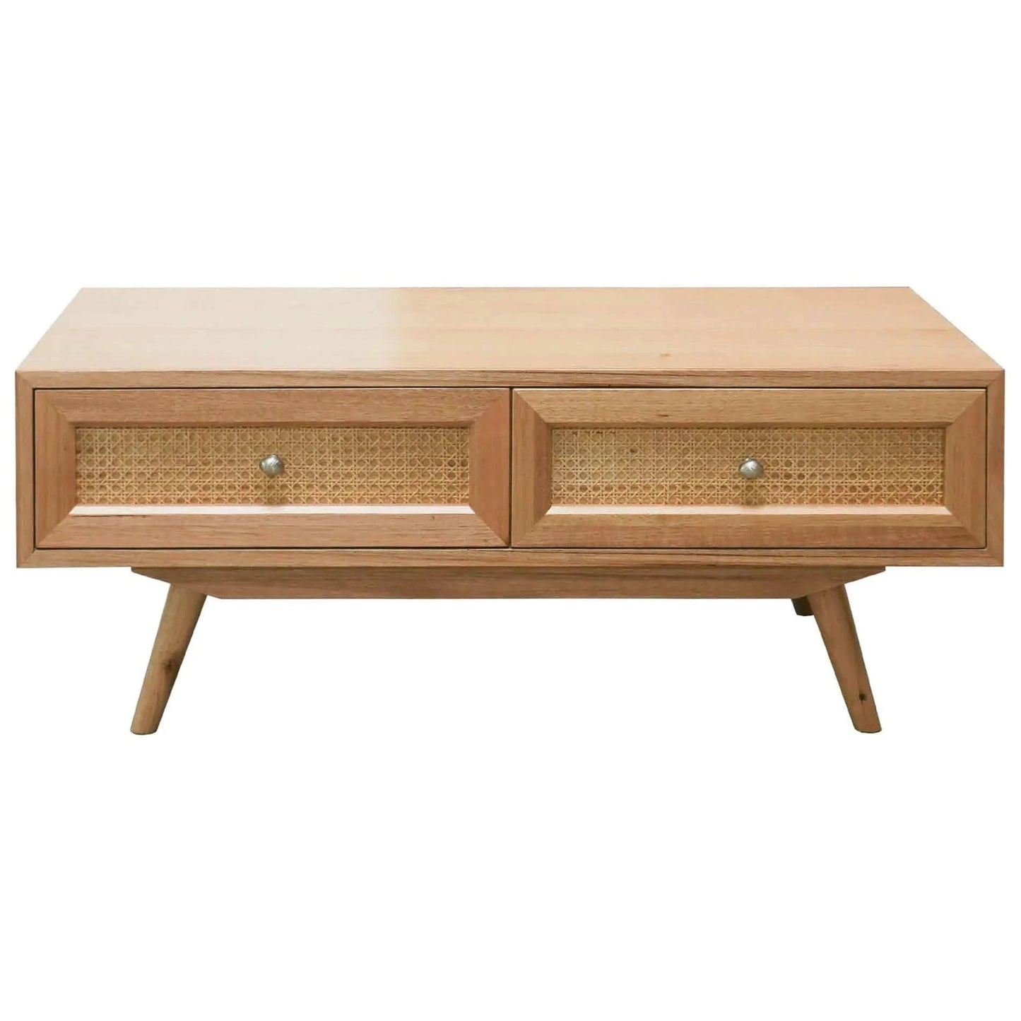 HADLEIGH OAK & RATTAN 2-DRAWER COFFEE TABLE NATURAL
