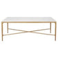 SOREN MARBLE RECTANGULAR COFFEE TABLE - BRASS FRAME 120CM