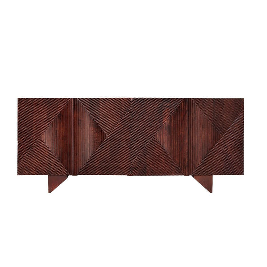 COMARO SOLID MANGO WOOD 2 DOOR BUFFET SIDEBOARD IN RICH WARM BROWN 177CM