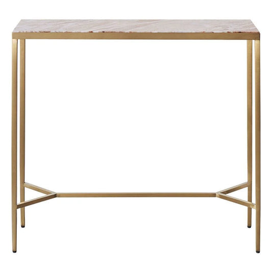 MELINA CONSOLE TABLE/HALL TABLE PINK MARBLE/GOLD STAINLESS STEEL