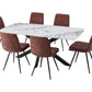 DAKOTAH 7PCE PIECE DINING SET: 1 MARBLE LOOK DINING TABLE 179CM & 6 DAKOTAH RUST DINING CHAIRS