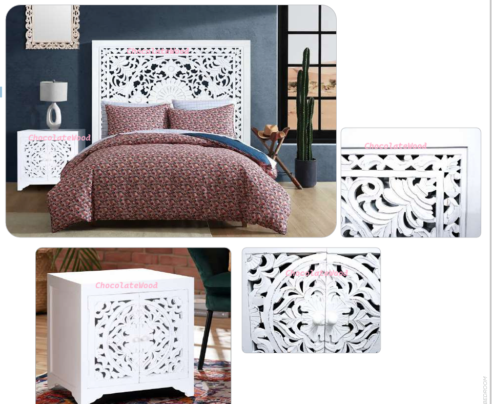 DAUPHIN MANGO WOOD KING HEADBOARD ANTIQUE WHITE