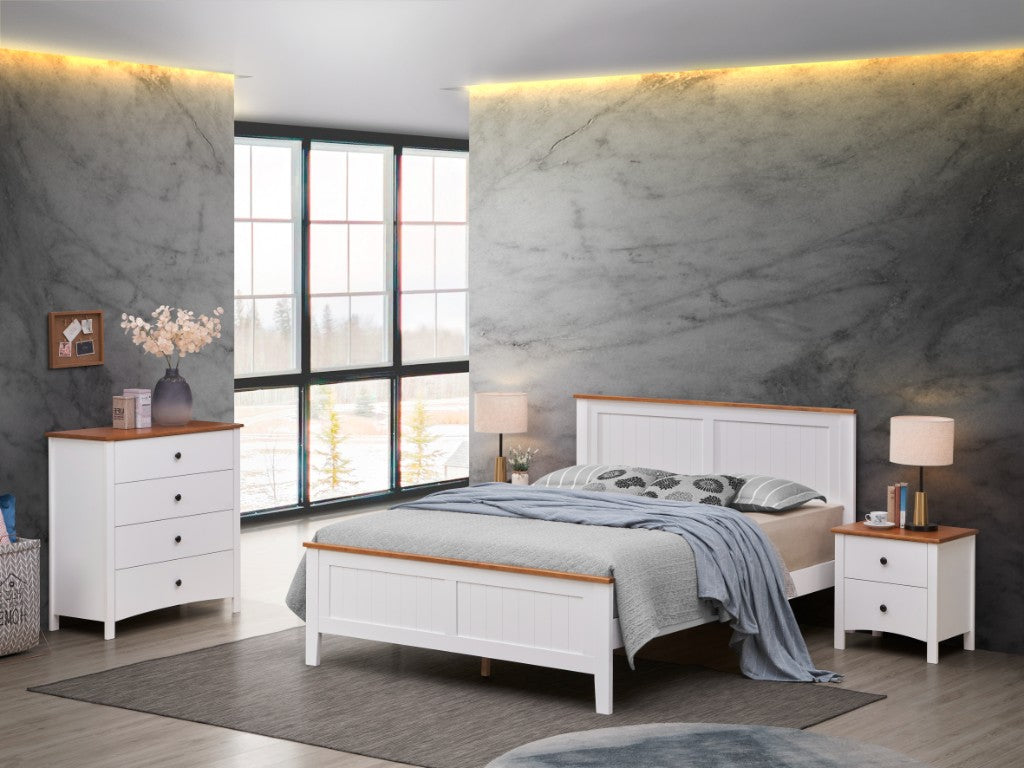 ASTLEY HAMPTONS LOOK DOUBLE BED WHITE/MID BROWN