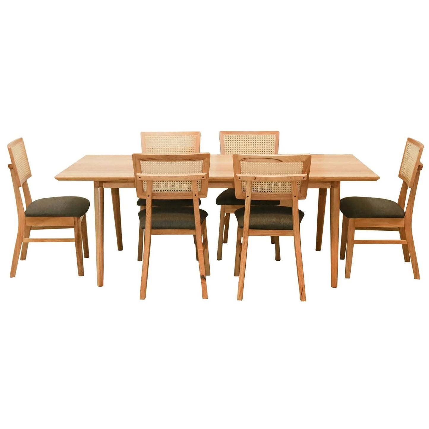 HADLEIGH OAK & RATTAN DINING TABLE 180CM NATURAL
