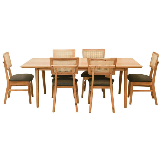 HADLEIGH OAK & RATTAN DINING TABLE 150CM NATURAL