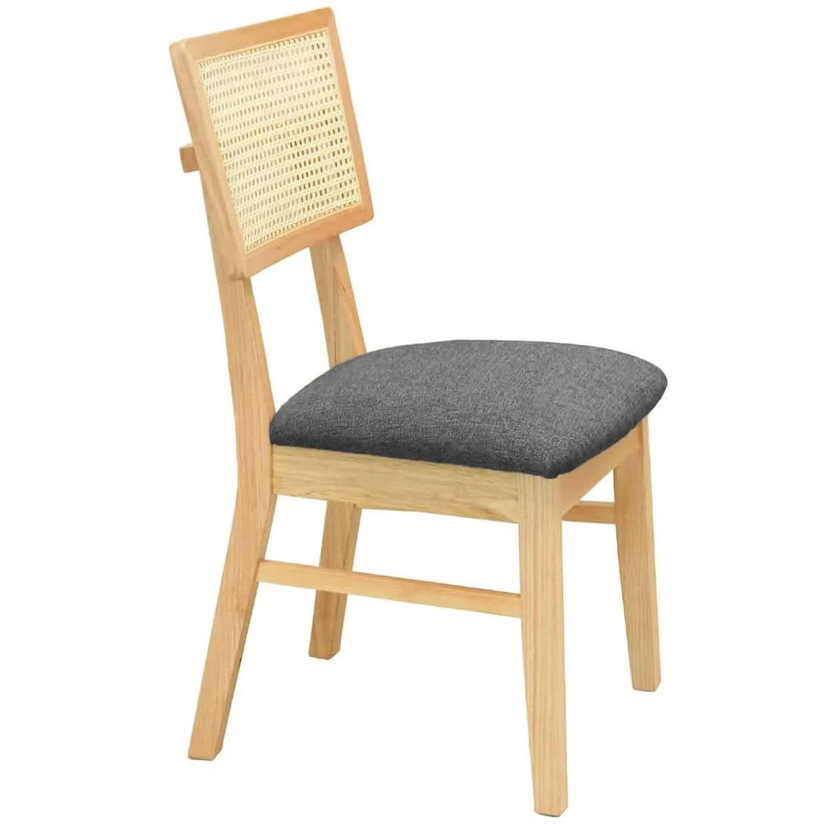 HADLEIGH OAK & RATTAN DINING CHAIR NATURAL/CHARCOAL