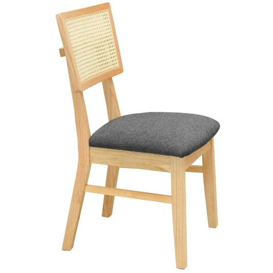 HADLEIGH OAK & RATTAN DINING CHAIR NATURAL/CHARCOAL