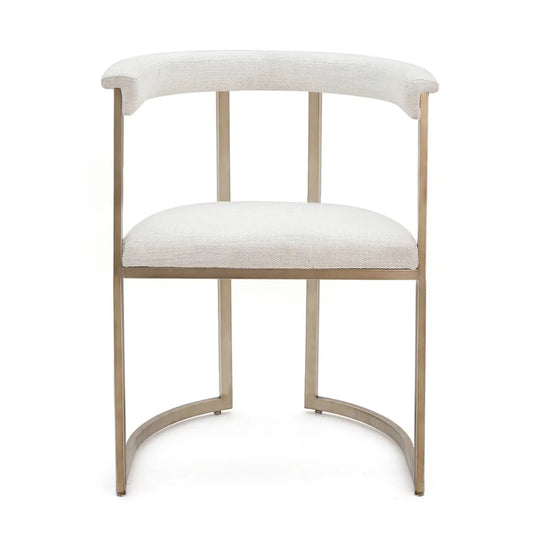 GERARD UPHOLSTERED ARMS BRASS FRAME/NATURAL LINEN DINING CHAIR