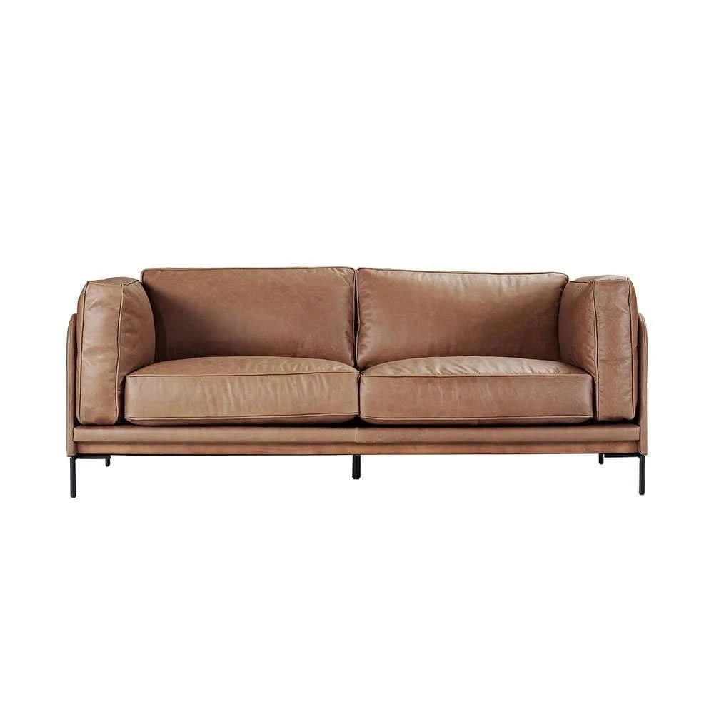 DAVIEN DARK BROWN 2.5 SEATER SOFA TOP GRAIN COW LEATHER