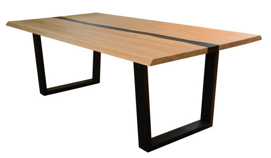 AXWYN  SOLID RUBBERWOOD COFFEE TABLE NATURAL/BLACK LEGS