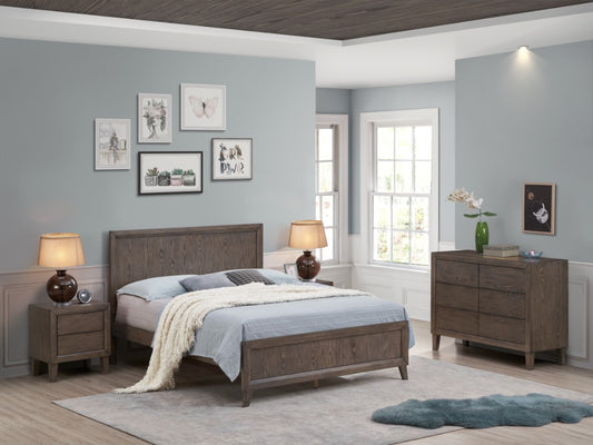 KASIANE RUSTIC RUBBERWOOD DOUBLE BED  CAFE GREY