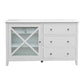 LUGANO HAMPTONS STYLE ACACIA DRESSER 4 DRAWERS/1 GLASS DOOR WHITE