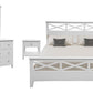 LUGANO HAMPTONS STYLE ACACIA 4 PIECE BEDROOM SUITE: 1 DOUBLE BED 1 DRESSER MIRROR  2 BEDSIDE TABLES