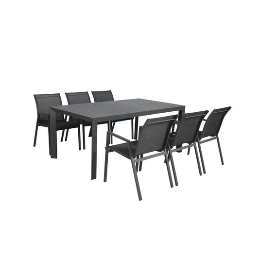 ELPHIN 7 PIECE OUTDOOR DINING SET CHARCOAL
