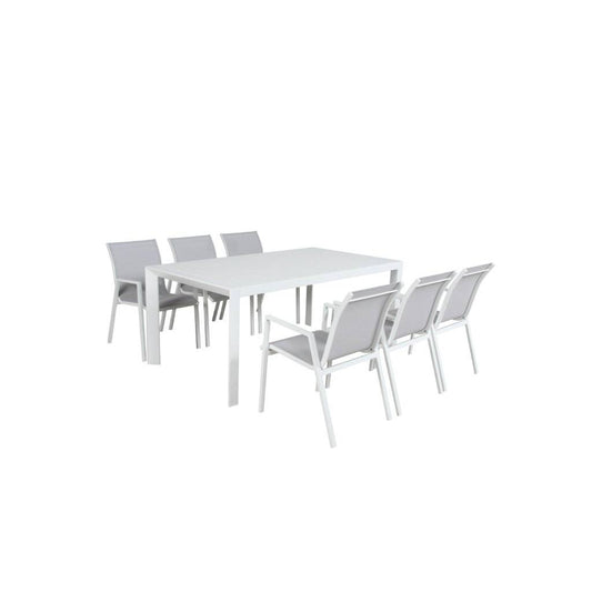 ELPHIN 7 PIECE OUTDOOR DINING SET WHITE