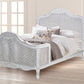 CLARENCE VINTAGE HAND CARVED OAK QUEEN BED LIGHTLY DISTRESSED WHITE