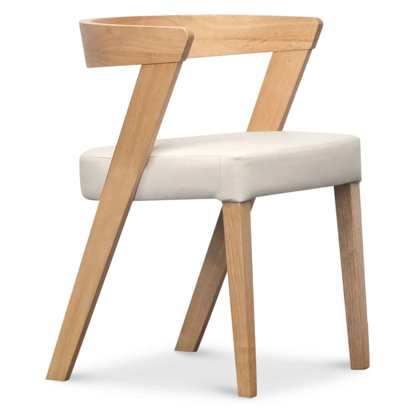 COSTA  SOLID RUBBERWOOD LEATHER DINING CHAIR NATURAL/FROST