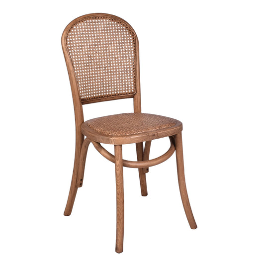 DUMAS SOLID OAK & RATTAN DINING CHAIR NATURAL