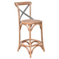 MALMO CROSS BACK OAK BAR STOOL WITH GREY METAL STRAPS