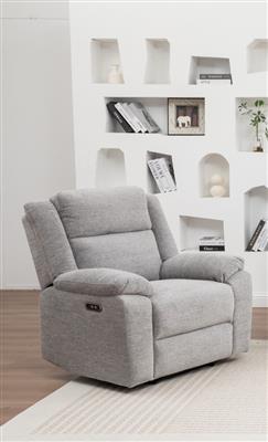 ALLOA FABRIC 1-SEATER ARMCHAIR ELECTRIC RECLINER SOFA GREY