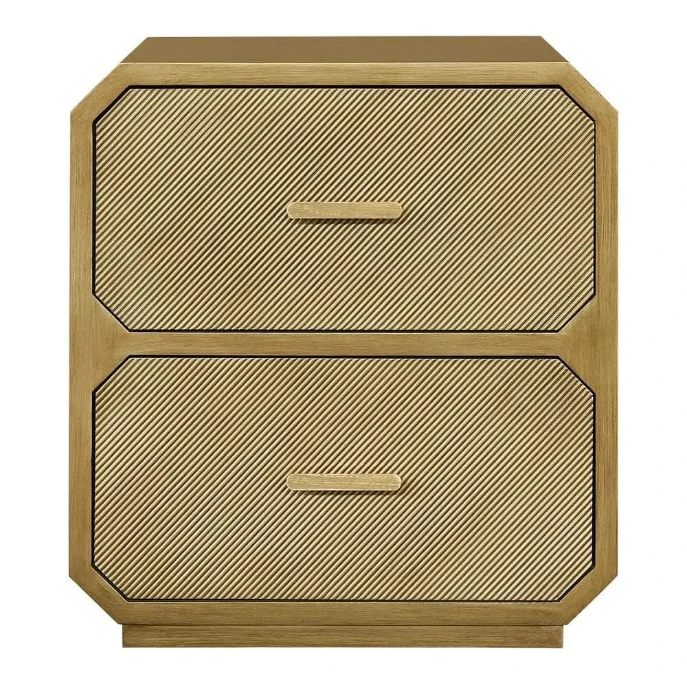 DELGARDO HAMPTON STYLE 2-DRAWER BEDSIDE TABLE ANTIQUE GOLD