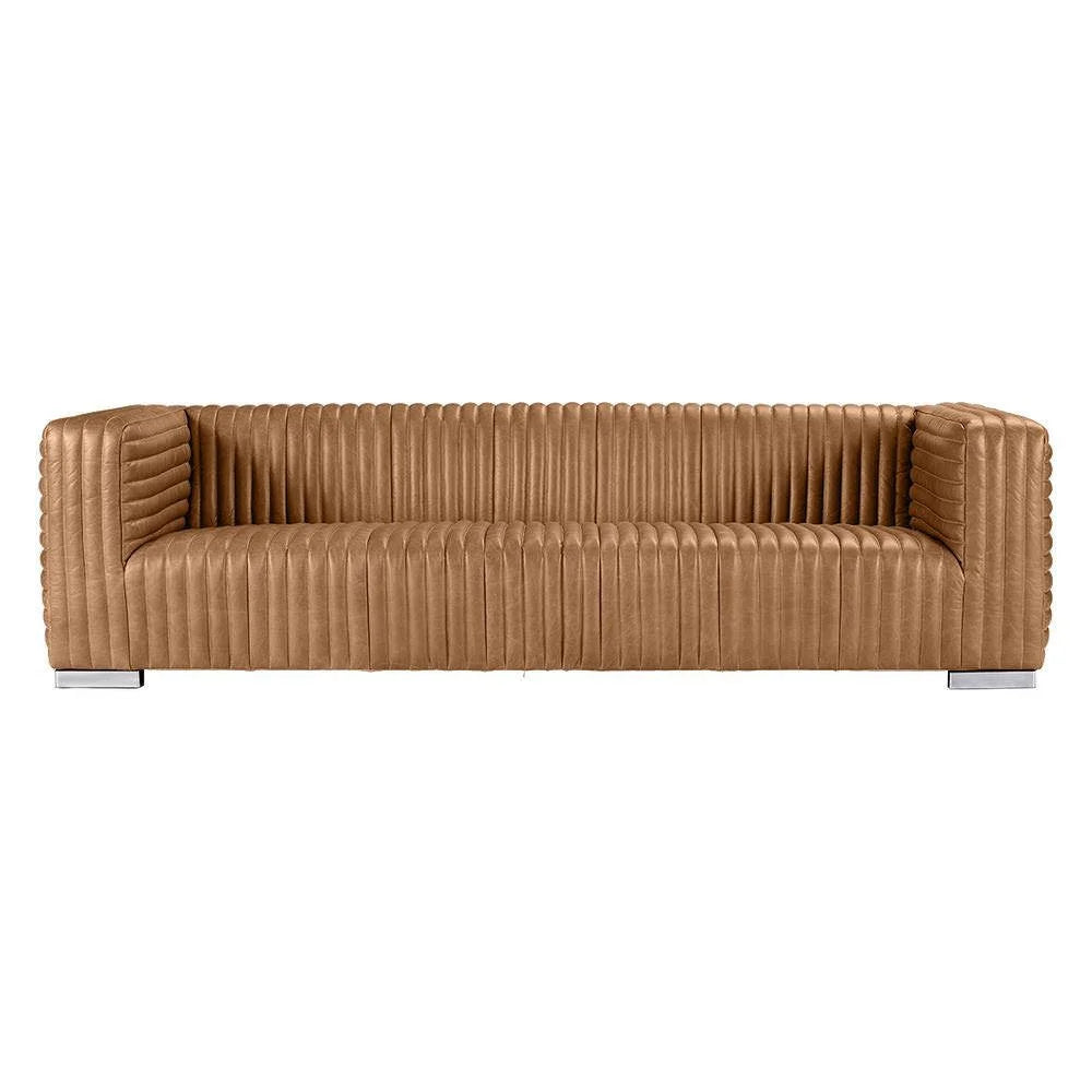 BUFFY 3-SEATER SOFA TOP GRAIN COW LEATHER  LIGHT BROWN