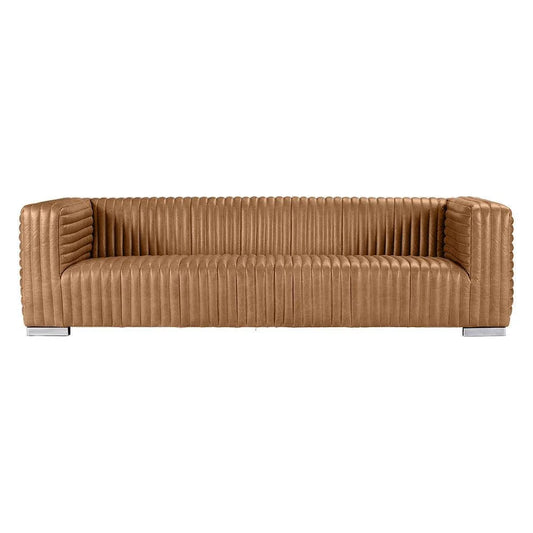 BUFFY 3-SEATER SOFA TOP GRAIN COW LEATHER  LIGHT BROWN