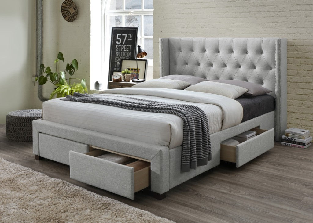 GREER 4-DRAWER DOUBLE STORAGE BED STONE