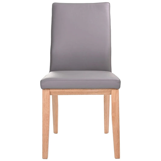 OAKLEY LEATHER DINING CHAIR MID-GRAY/NATURAL