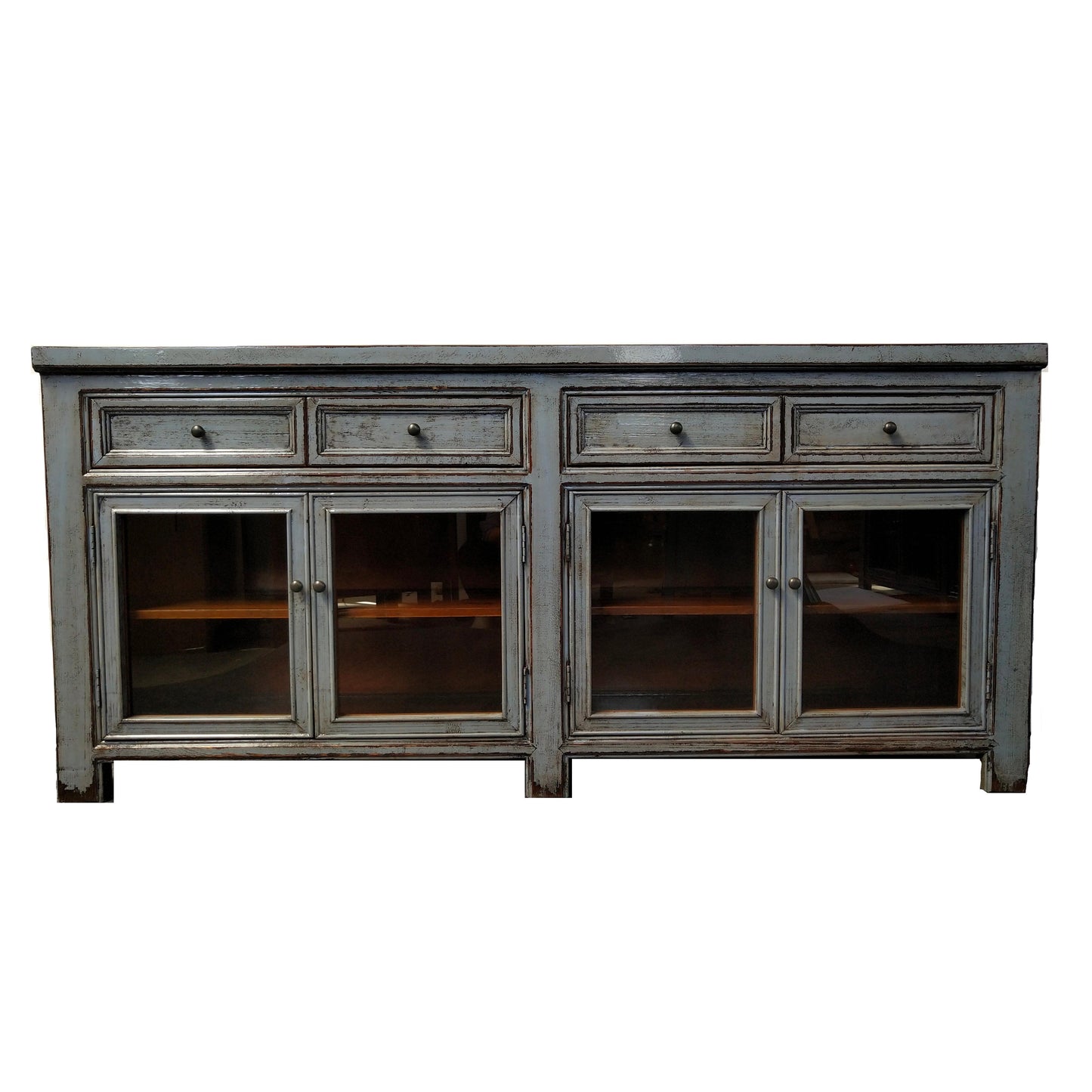 NANCHANG HSG014 CHINESE ANTIQUE RECYCLED  PINE TIMBER BUFFET/SIDEBOARD 4 DOORS 4 DRAWERS GREY