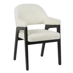 IRVINE FABRIC DINING CHAIR BLACK FRAME/ IVORY UPHOLSTERY