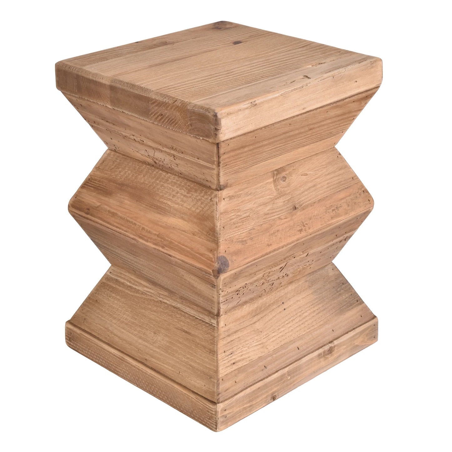 KANITZ RECYCLED PINE ZIGZAG STOOL/SIDE TABLE LAMP TABLE NATURAL