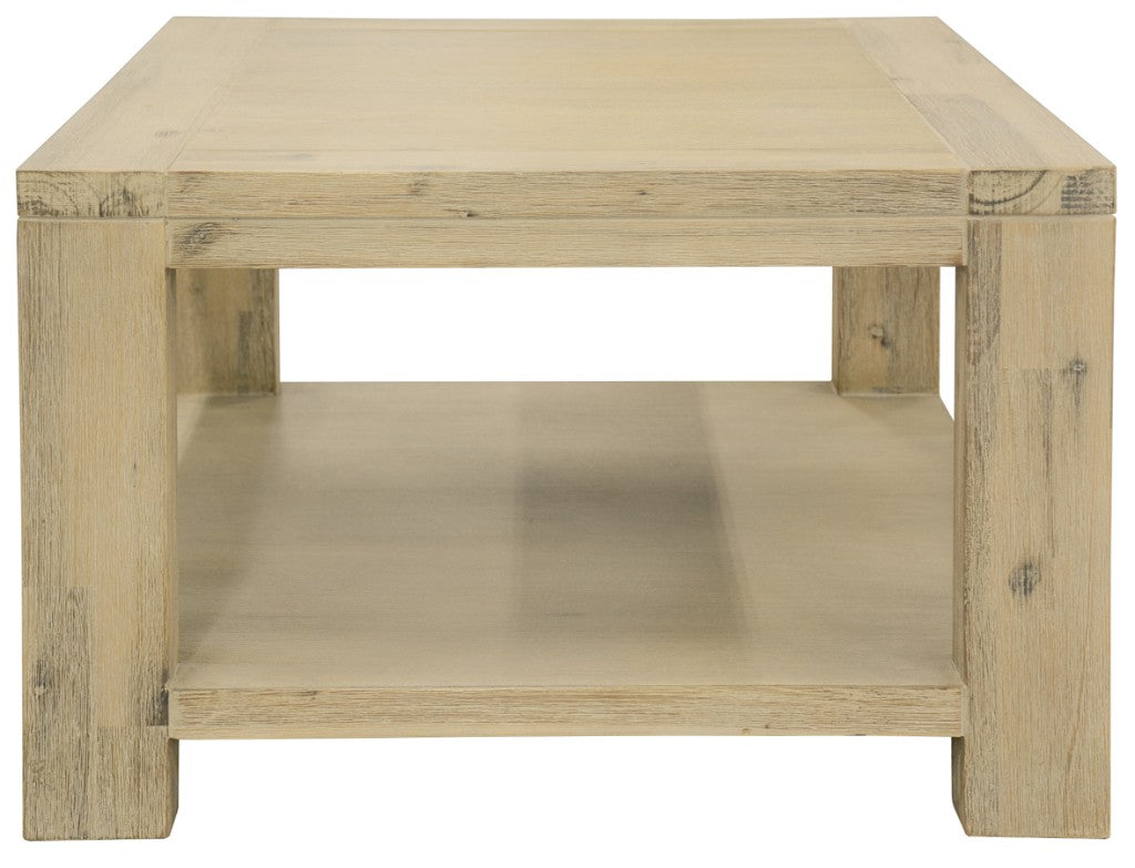 RIPLEY SOLID ACACIA TIMBER LAMP TABLE/SIDE TABLE WITH SHELF BRUSHED SMOKE