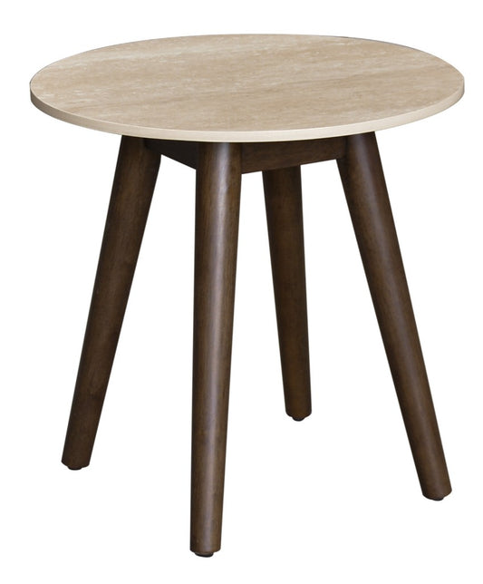 SEVERIN SOLID & VENEER MALAYSIAN HARDWOOD ROUND LAMP TABLE/SIDE TABLE  WALNUT DIA.50CM