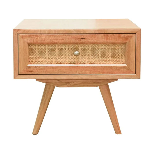 HADLEIGH OAK & RATTAN LAMP TABLE/SIDE TABLE NATURAL